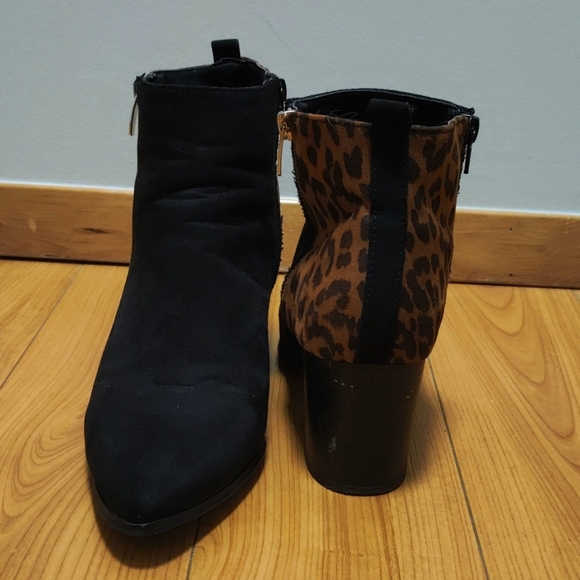 Black/leopard print ankle boots - Picture 3 of 3